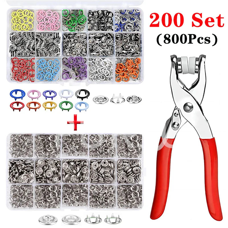 SwiftCart®DIY Snap Button Pliers Kit |200PCS Stainless Steel Fasteners - SwiftCart