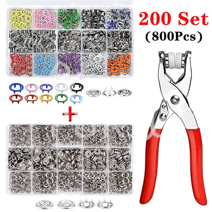 SwiftCart®DIY Snap Button Pliers Kit |200PCS Stainless Steel Fasteners - SwiftCart