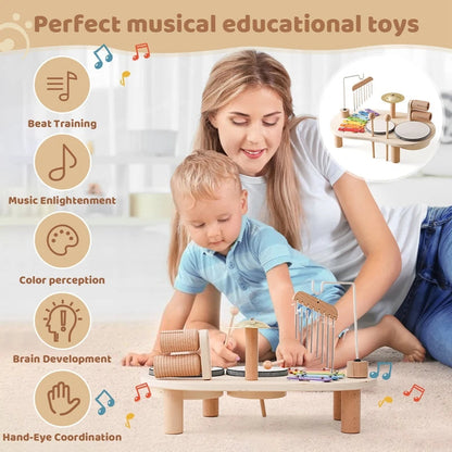 SwiftCart ®Best Baby Musical Toy Gift Montessori Wooden Xylophone & Bells - SwiftCart