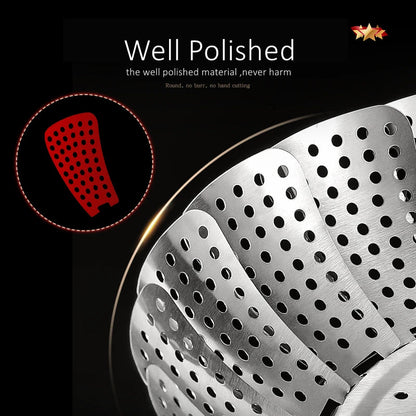 SwiftCart®  Foldable Stainless Steel Steamer | Healthy Cooking for Veggies & Seafood - SwiftCart