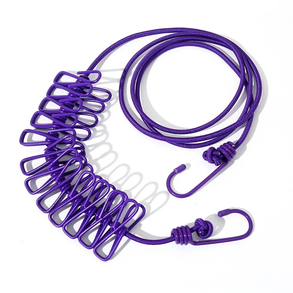 SwiftCart®  Portable Clothesline with 12 Clips | Windproof Laundry Drying Line - SwiftCart