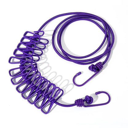 SwiftCart®  Portable Clothesline with 12 Clips | Windproof Laundry Drying Line - SwiftCart