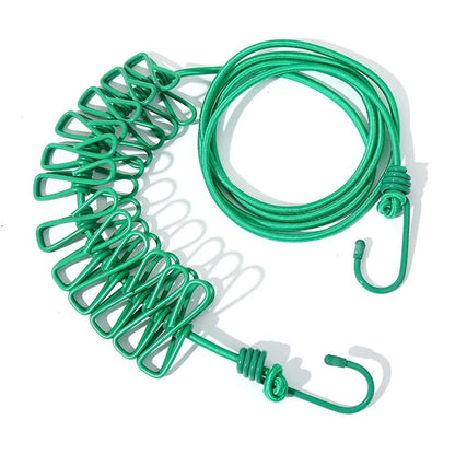 SwiftCart®  Portable Clothesline with 12 Clips | Windproof Laundry Drying Line - SwiftCart