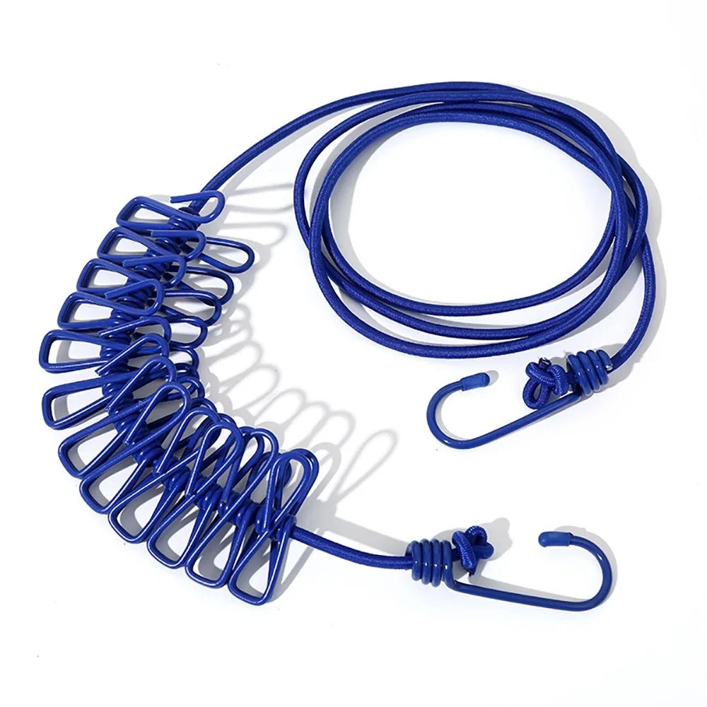 SwiftCart®  Portable Clothesline with 12 Clips | Windproof Laundry Drying Line - SwiftCart