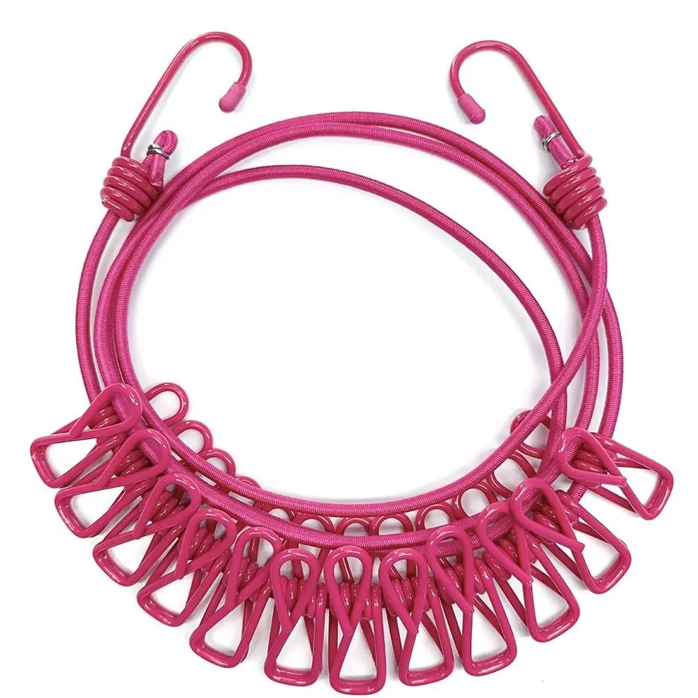 SwiftCart®  Portable Clothesline with 12 Clips | Windproof Laundry Drying Line - SwiftCart