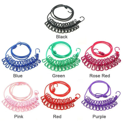 SwiftCart®  Portable Clothesline with 12 Clips | Windproof Laundry Drying Line - SwiftCart