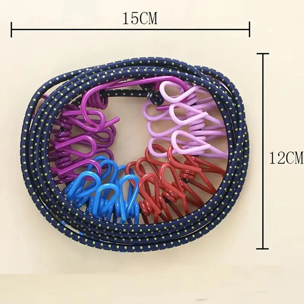 SwiftCart®  Portable Clothesline with 12 Clips | Windproof Laundry Drying Line - SwiftCart