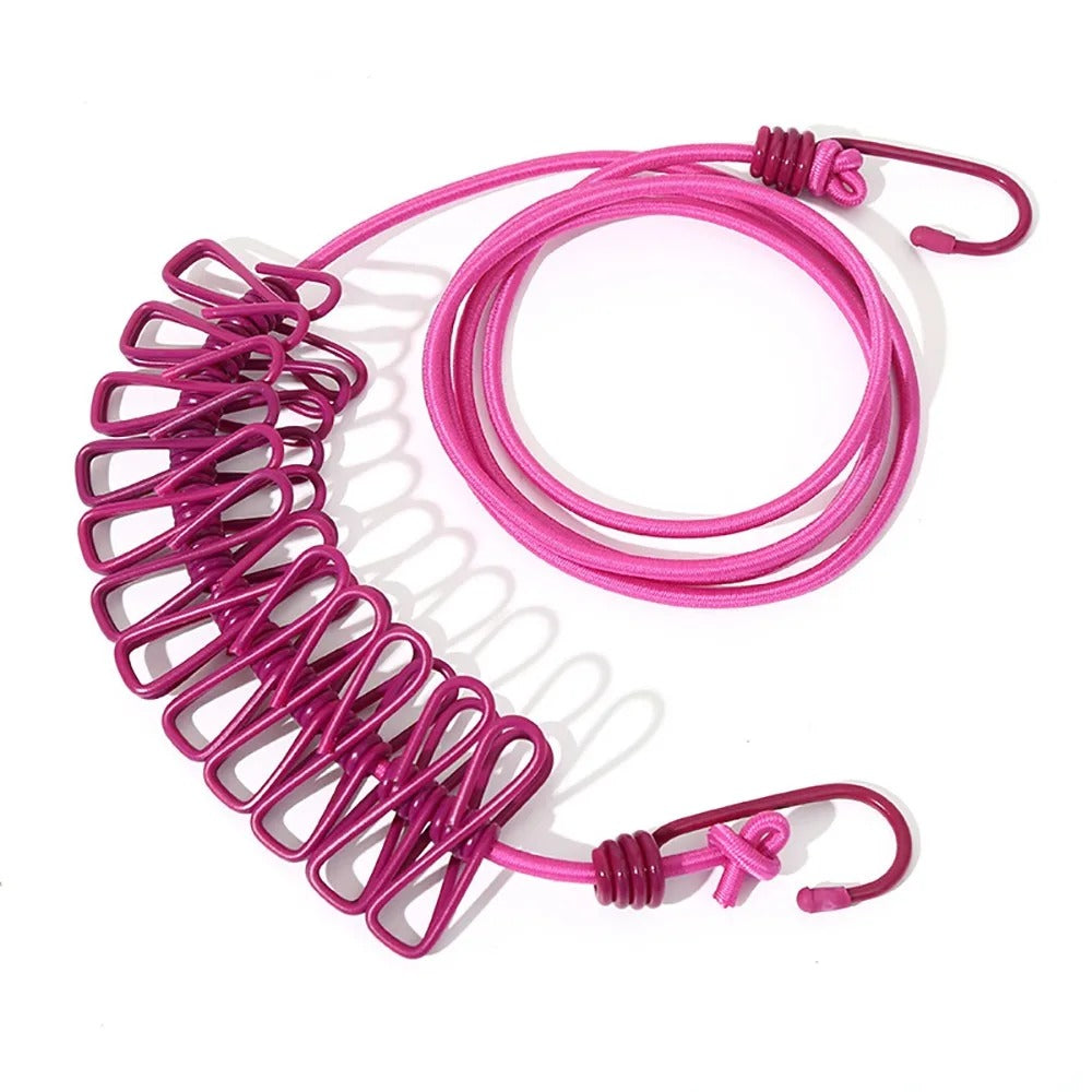 SwiftCart®  Portable Clothesline with 12 Clips | Windproof Laundry Drying Line - SwiftCart