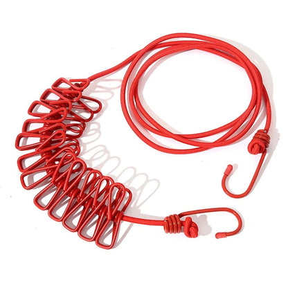 SwiftCart®  Portable Clothesline with 12 Clips | Windproof Laundry Drying Line - SwiftCart