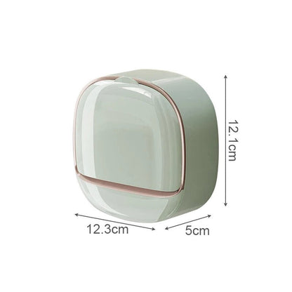 SwiftCart®  Wall-Mounted Soap Box | Punch-Free Drain Soap Holder with Lid - SwiftCart